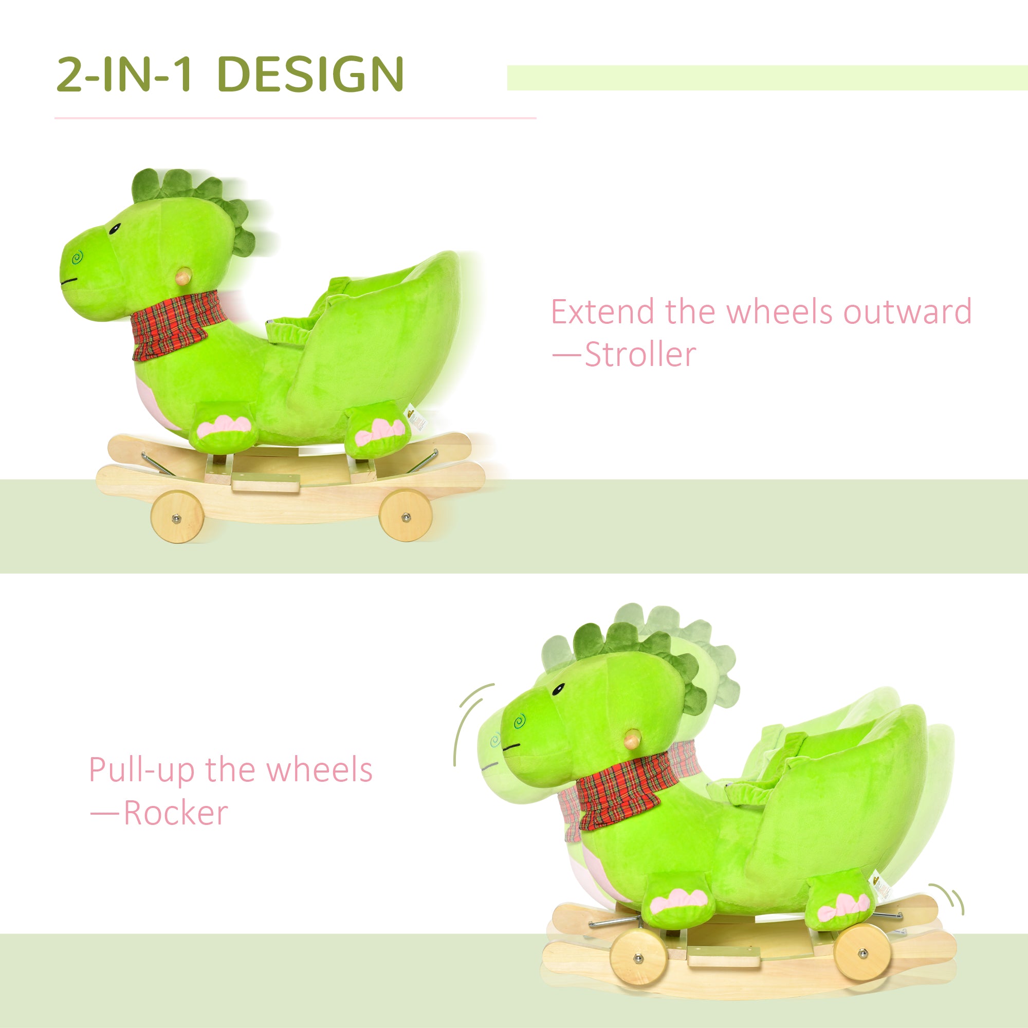 baby rocking horse Kids Interactive 2-in-1 Plush Ride-On Stroller Rocking Dinosaur With Nursery Song Rocking Horse 18+ months Rocking Horses at Gallery Canada