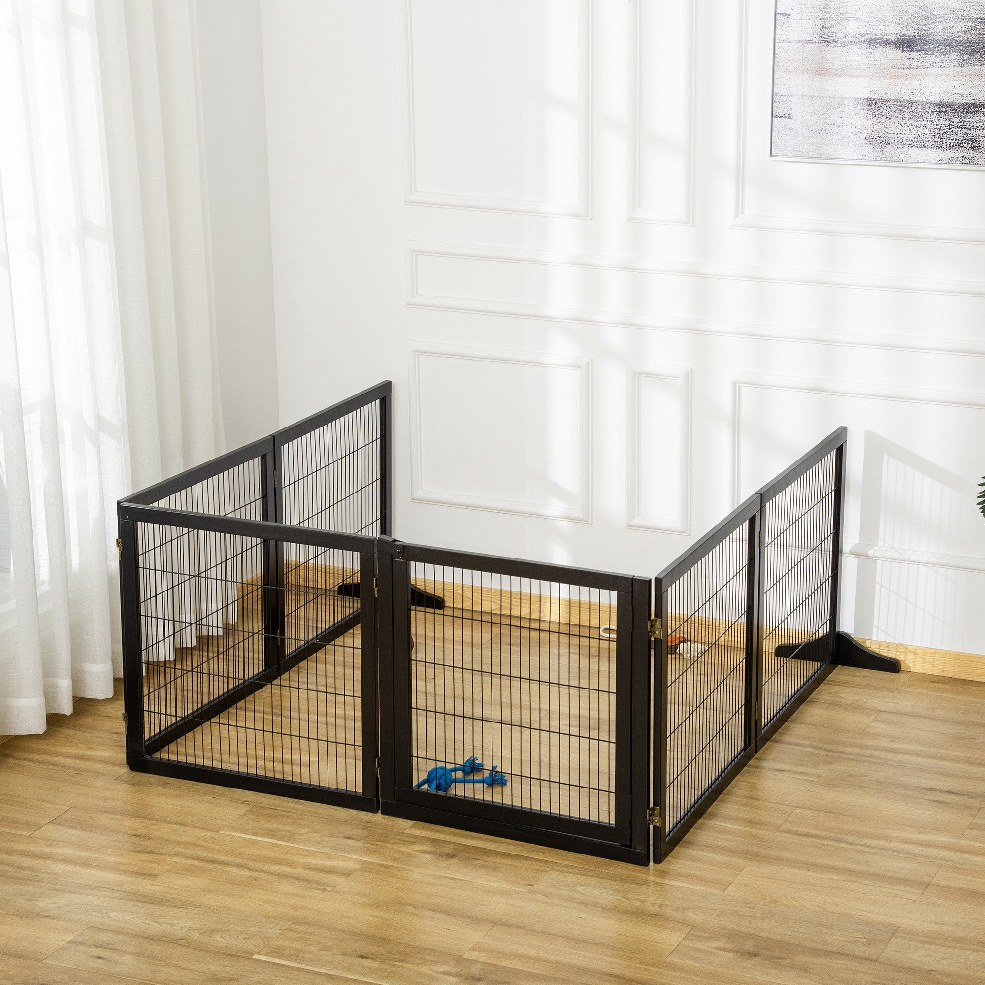 Wooden Freestanding Pet Gate w/ 2 Support Feet, Black Houses, Kennels & Pens   at Gallery Canada