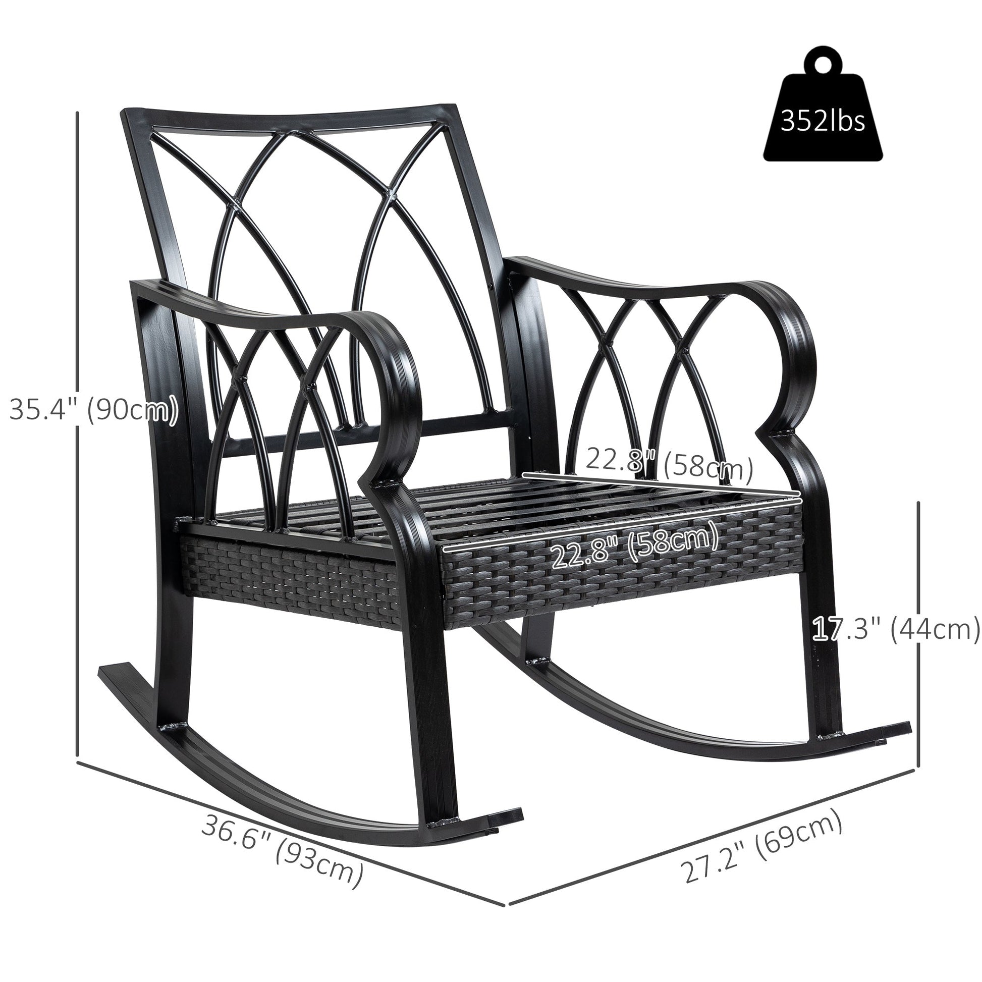 Outdoor Wicker Rocking Chair with Padded Cushions for Garden, Patio, and Backyard, Blue Patio Chairs   at Gallery Canada