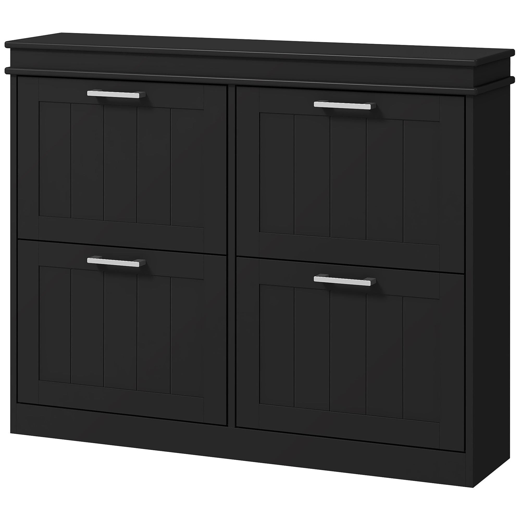 Shoe Storage Cabinet with 4 Flip Drawers and Adjustable Shelves, Narrow Shoe Cabinet for 20 Pairs of Shoes, Black Shoe Storage Cabinets & Racks Black  at Gallery Canada