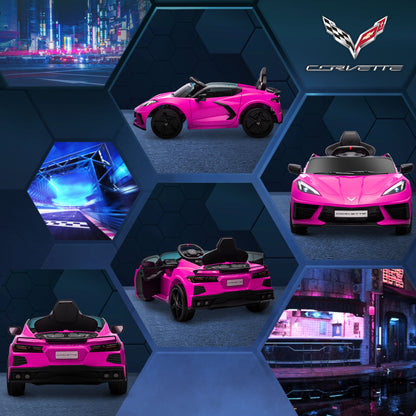 B12 Kids Electric Car Corvette Licensed w/ Remote Control, Suspension System, Music, Headlights, Slow Start, Pink Electric Toy Cars   at Gallery Canada