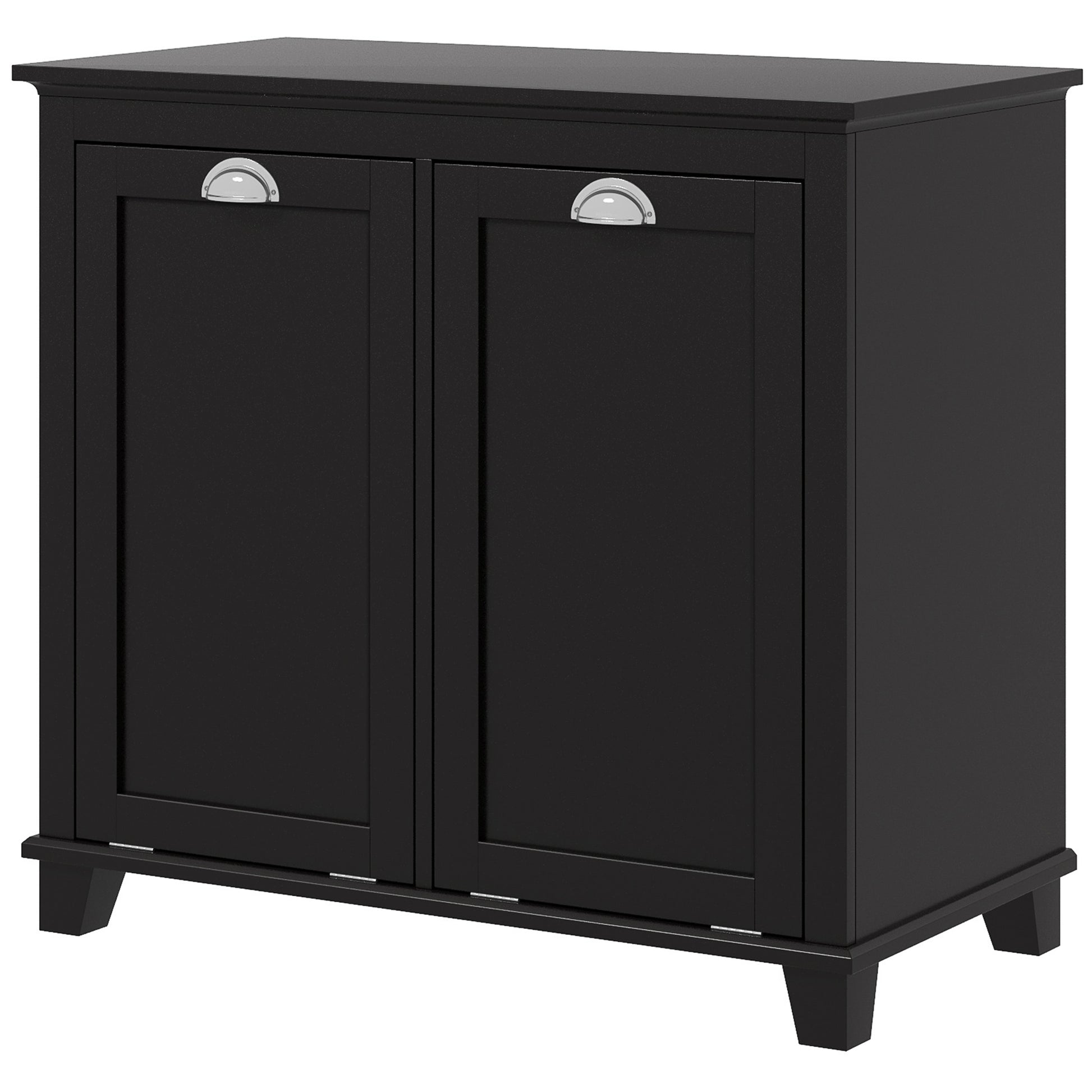 Tilt-Out Laundry Storage Cabinet, Bathroom Storage Organizer with Two-Compartment Tilt Out Hamper, Black Bathroom Cabinets at Gallery Canada