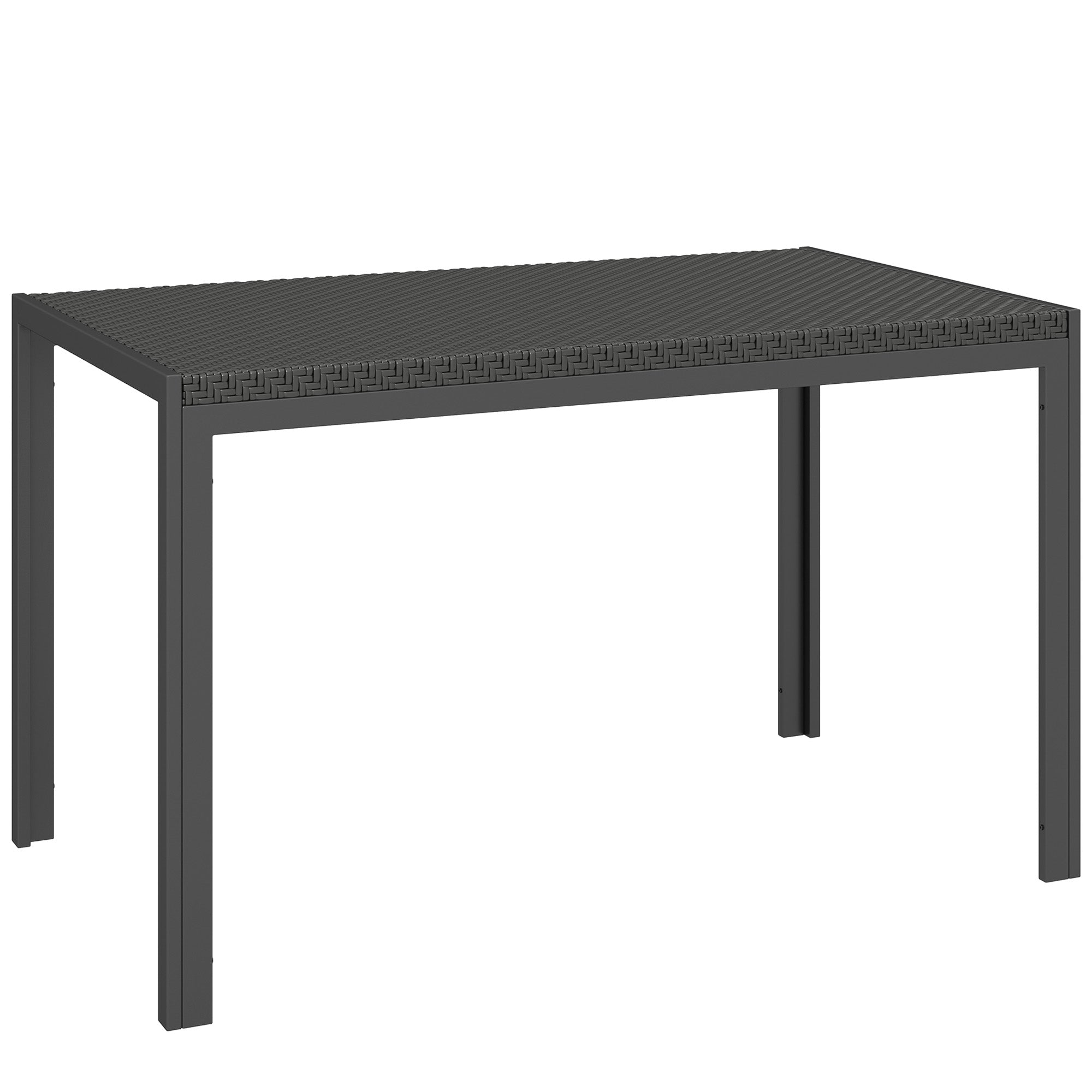 Rectangular Outdoor Dining Table, 4-Seat Patio Table with PE Rattan Wicker Tabletop for Backyard and Lawn, Black Patio Dinning Tables at Gallery Canada