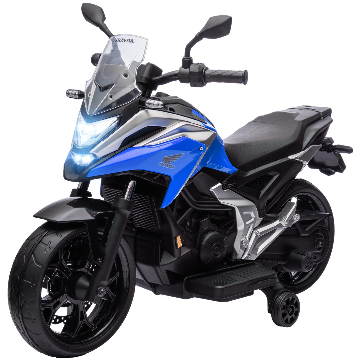 Honda Licensed 12V Ride on Motorbike for Kids with Headlights Music Training Wheels, for 3-6 Years, Blue Electric Motorcycles   at Gallery Canada