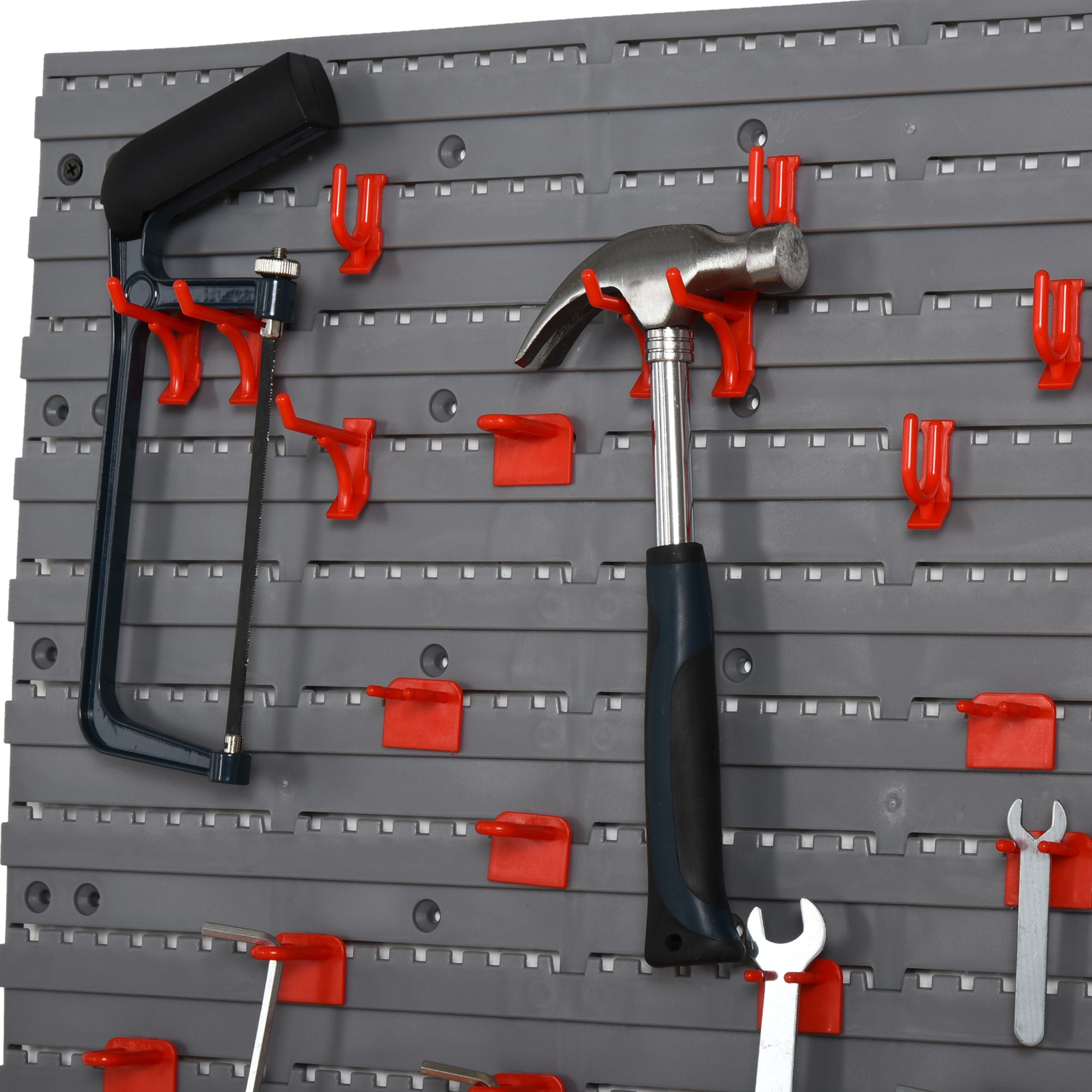 54 Piece Pegboard and Shelf Tool Organizer Wall Mounted DIY Garage Storage with 50 Hooks, Red Tool Organizers   at Gallery Canada