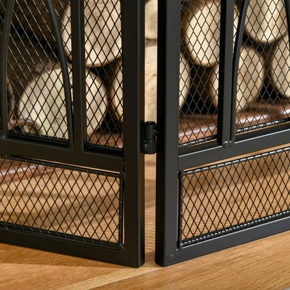 3-Panel Metal Mesh Fireplace Screen, Decorative Fire Spark Guard Cover, 49.5" x 31.5"for Living Room Home Decor, Black Fireplace Screens   at Gallery Canada