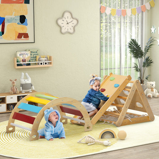 7 in 1 Pikler Triangle Set with Ramp, Arch Ladder, for 18-48 Months, Multicolour Baby Gym & Playmats   at Gallery Canada