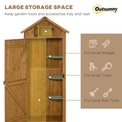 30" x 21" x 71" Garden Storage Shed, Outdoor Tool Utility Storage House with 3 Tier Shelves and Roof, Brown Sheds   at Gallery Canada