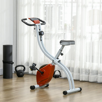 Foldable &; Quiet Exercise Bike with 8-Level Magnetic Resistance, Pulse Sensor, Wheels and LCD Monitor, Red Exercise & Stationary Bikes   at Gallery Canada