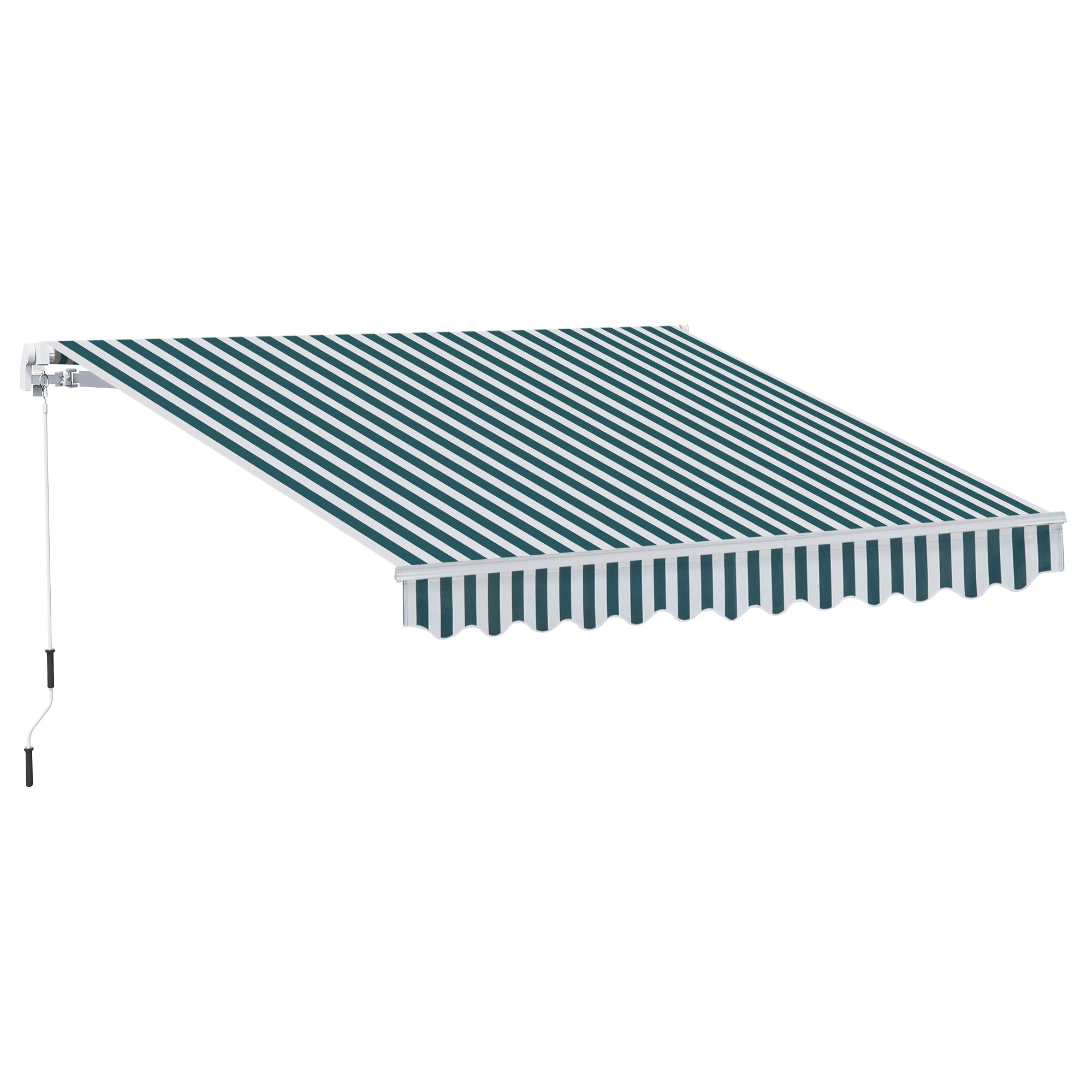 10' x 8' Manual Retractable Awning, Sun Shade Shelter Canopy, with Aluminum Frame and UV Protection for Patio Deck Yard Window Door, Green Stripe Deck Awnings Green and White Stripe at Gallery Canada