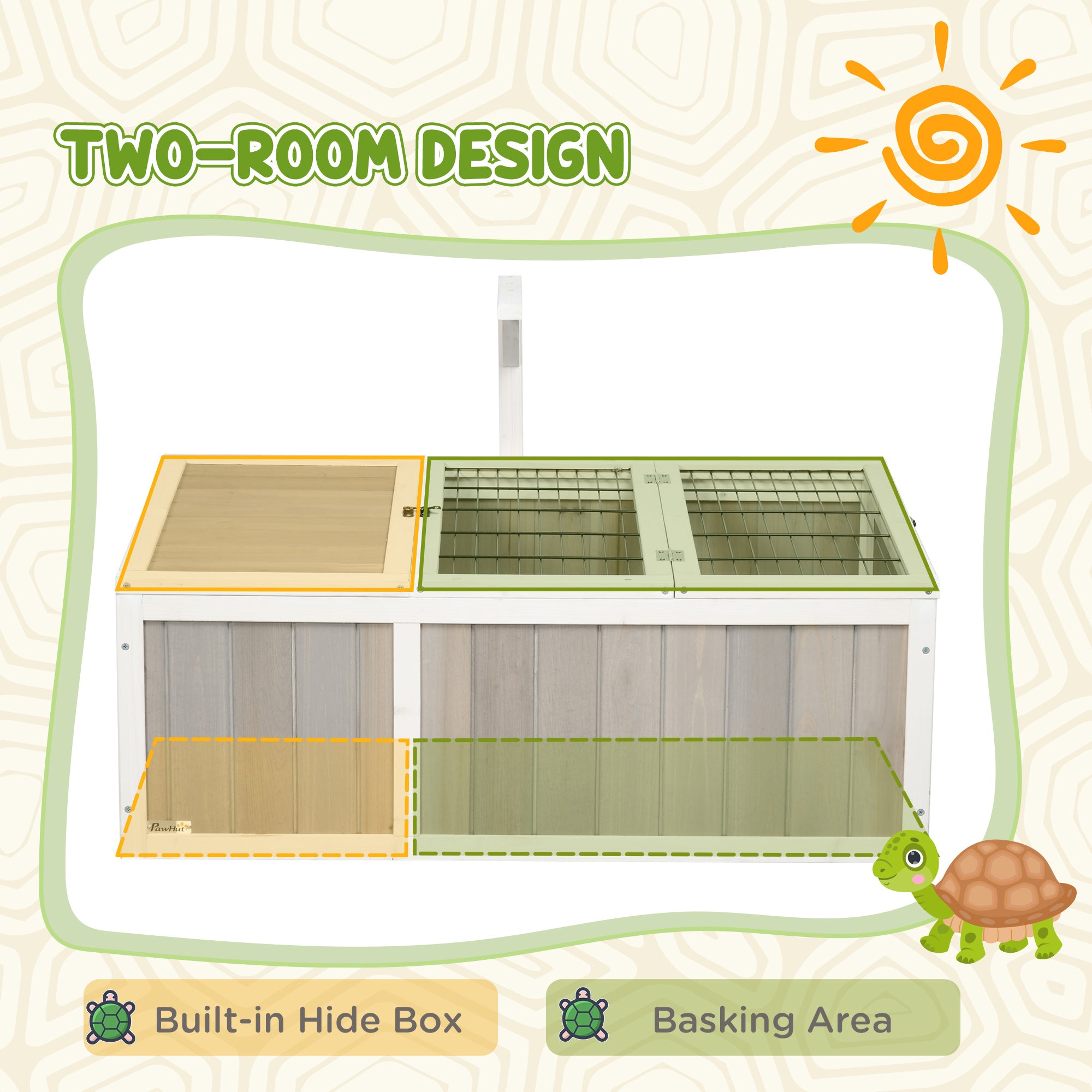 Wooden Tortoise Habitat with Openable Top, Run Cage, Two Rooms, Grey Houses & Habitats at Gallery Canada