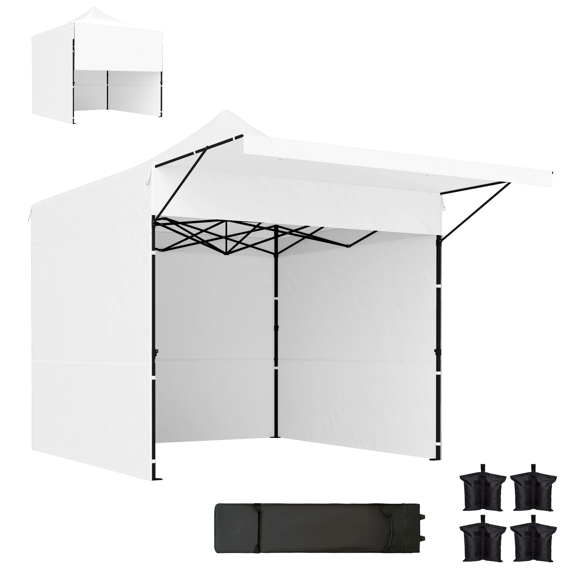 10' x 10' Pop Up Canopy Tent with Awning and Sidewalls, Instant Sun Shelter with Wheeled Bag and Sand Bags Pop Up Canopies at Gallery Canada
