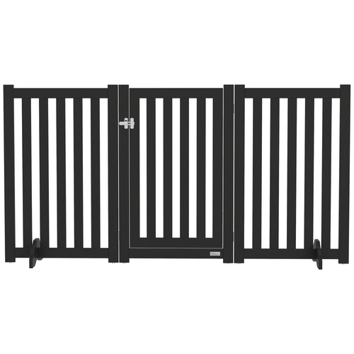 3-Panel Foldable Dog Gate with Feet for Medium Dogs and Below, Black