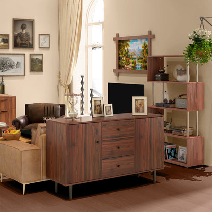 Kitchen Storage Sideboard, Buffet Cabinet with 2 Cupboard, 3 Drawers and Adjustable Shelves for Living Room Rustic Brown Bar Cabinets at Gallery Canada