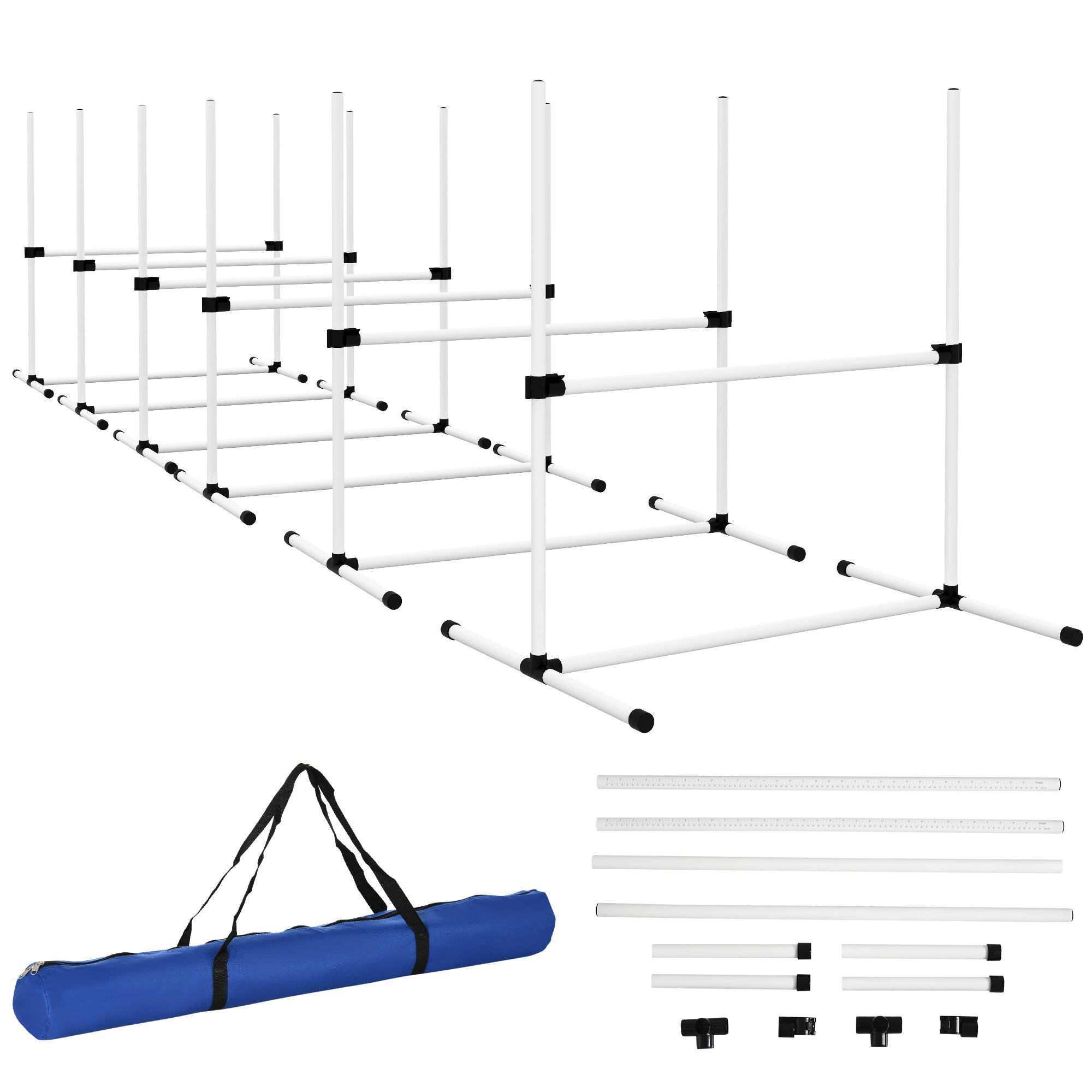 Set of 6 Dog Agility Training Equipment Adjustable Jump Bar Pet Exercise Kit with Carrying Bag (White) Dog Agility Training Equipment   at Gallery Canada