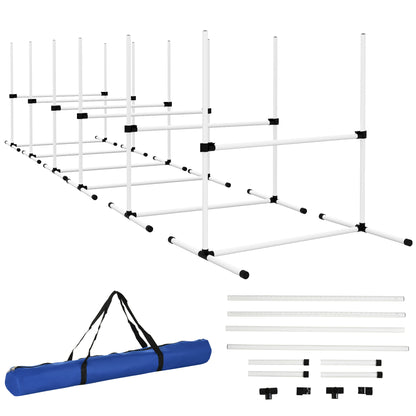 Set of 6 Dog Agility Training Equipment Adjustable Jump Bar Pet Exercise Kit with Carrying Bag (White) Dog Agility Training Equipment   at Gallery Canada