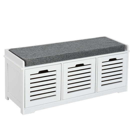 Upholstered Shoe Cabinet Storage Bench with Padded Cushion, with 3 drawer Enough Storage Space Bench Stool for Living Room Entryway Furniture, White Shoe Storage Cabinets & Racks Multi Colour  at Gallery Canada