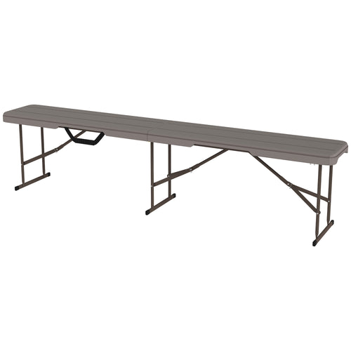 6 ft Plastic Bench Seat, 2 PC Portable Foldable Folding Bench with Carrying Handle for Picnic Camping, Distressed Brown