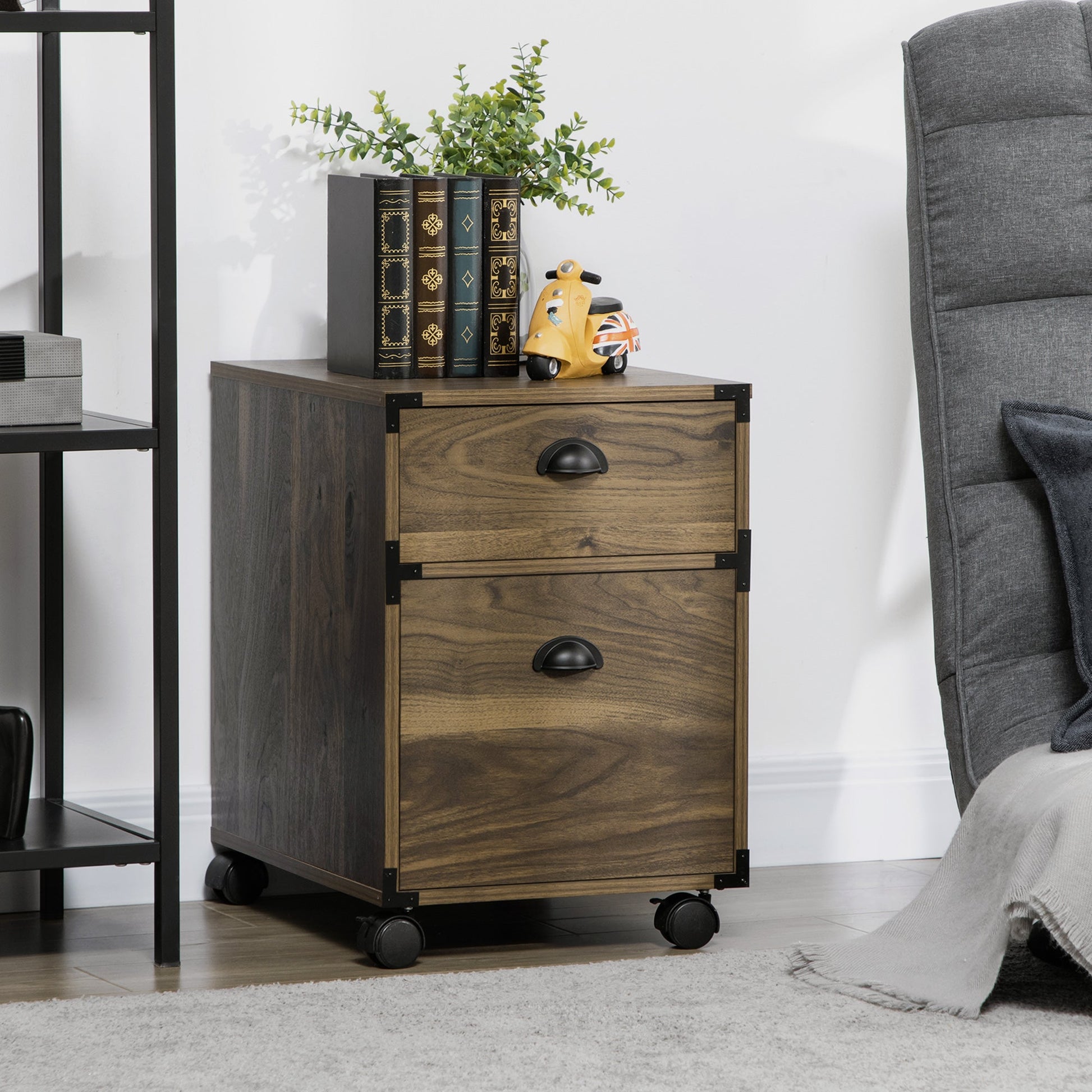 Veritcal File Cabinet with Hanging Bars for Letter and A4 Size for Home Office, 15.6"x20.1"x22.3", Brown Office Cabinets & Cupboards   at Gallery Canada