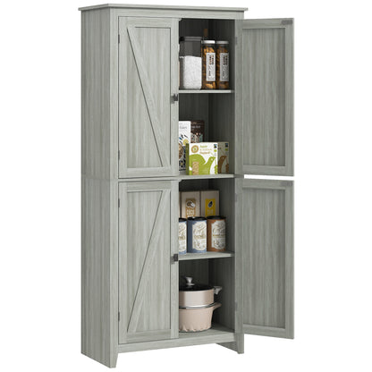 72" Freestanding Storage Cabinet, Kitchen Pantry Cabinet with Doors and Shelves for Dining Room, Grey Kitchen Pantry Cabinets at Gallery Canada