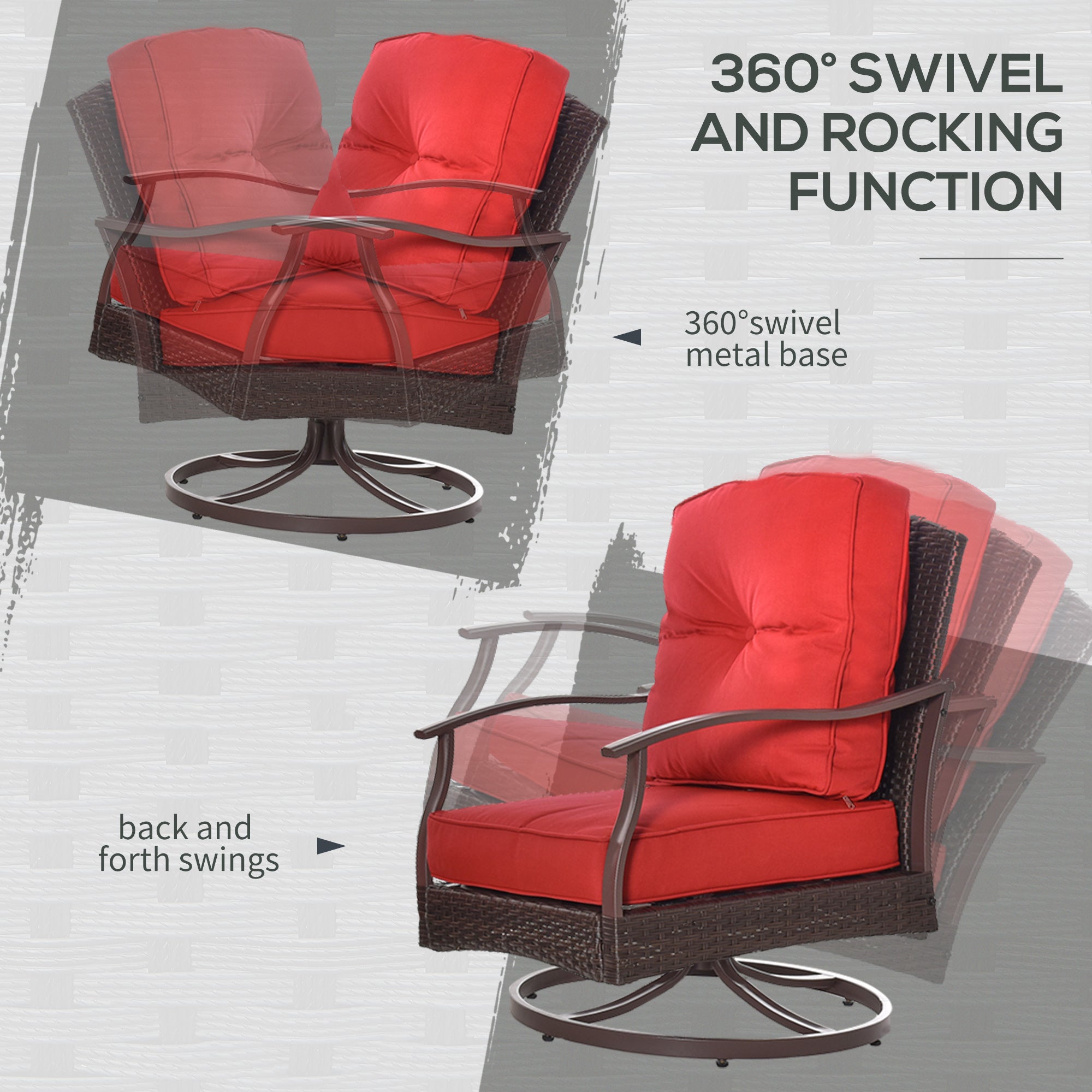 4 PCS Patio PE Rattan Wicker Sofa Set Outdoor Conversation Furniture w/ Two Tier Tea Table &; Cushions, Red Patio Furniture Sets at Gallery Canada