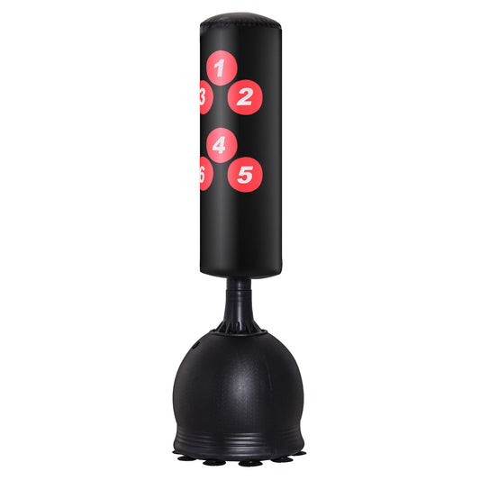 65" Freestanding Boxing Punching Bag with Refilled Base and Suction Cups, Black Punching Bag Hangers   at Gallery Canada