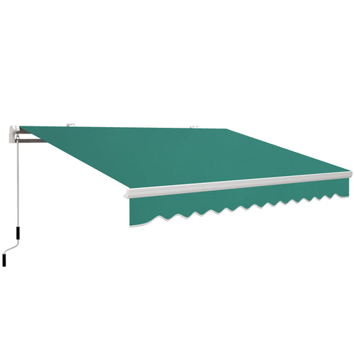 13' x 8' Manual Retractable Patio Awning Sun Shade Outdoor Deck Window Door Canopy Shelter Aluminum Frame Dark Green