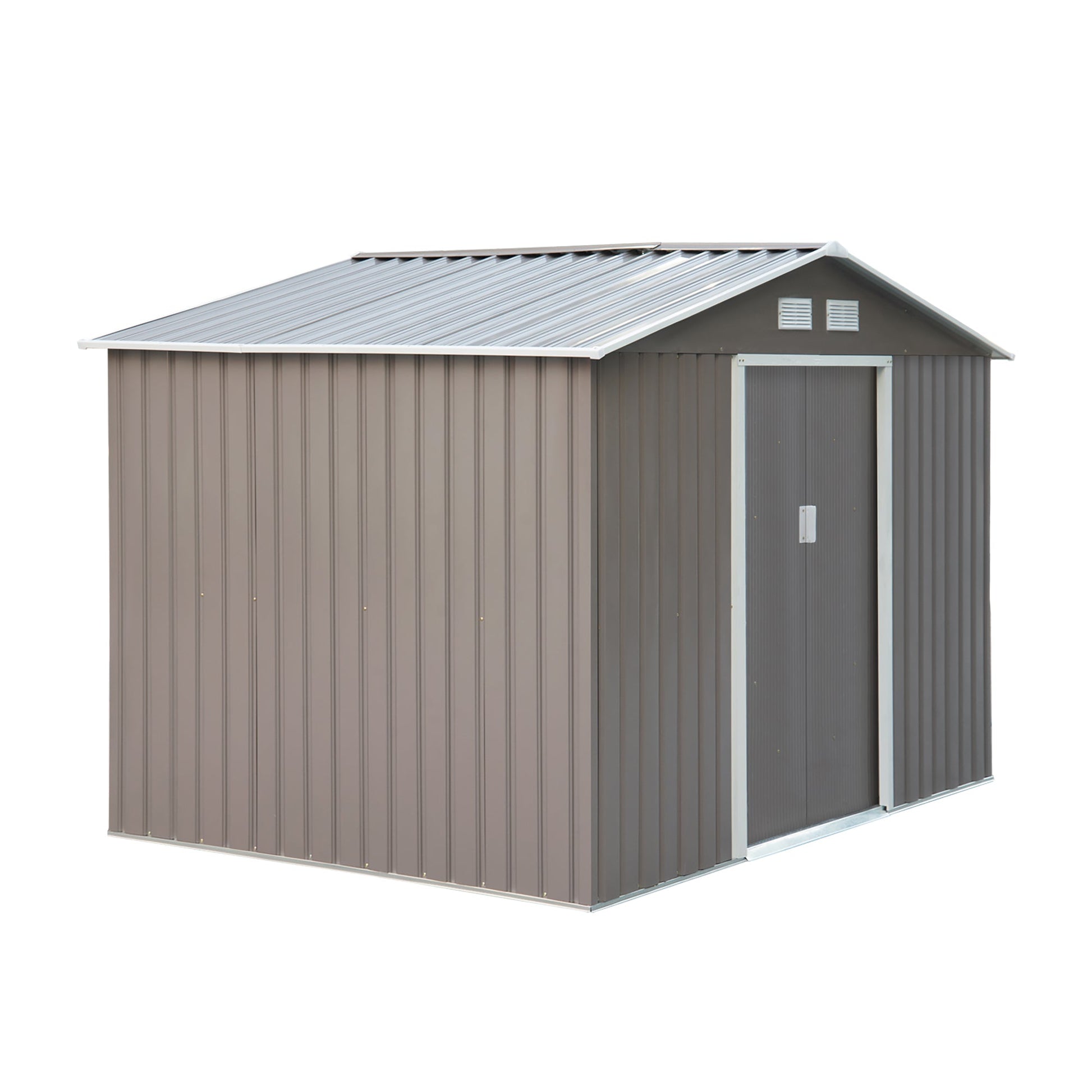 9.1' x 6.4' x 6.3 Garden Storage Shed w/Floor Foundation Outdoor Patio Yard Metal Tool Storage House w/ Double Doors Gray Sheds Grey  at Gallery Canada