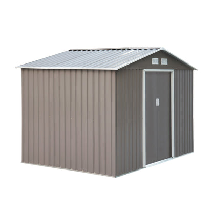 9.1' x 6.4' x 6.3 Garden Storage Shed w/Floor Foundation Outdoor Patio Yard Metal Tool Storage House w/ Double Doors Gray Sheds Grey  at Gallery Canada