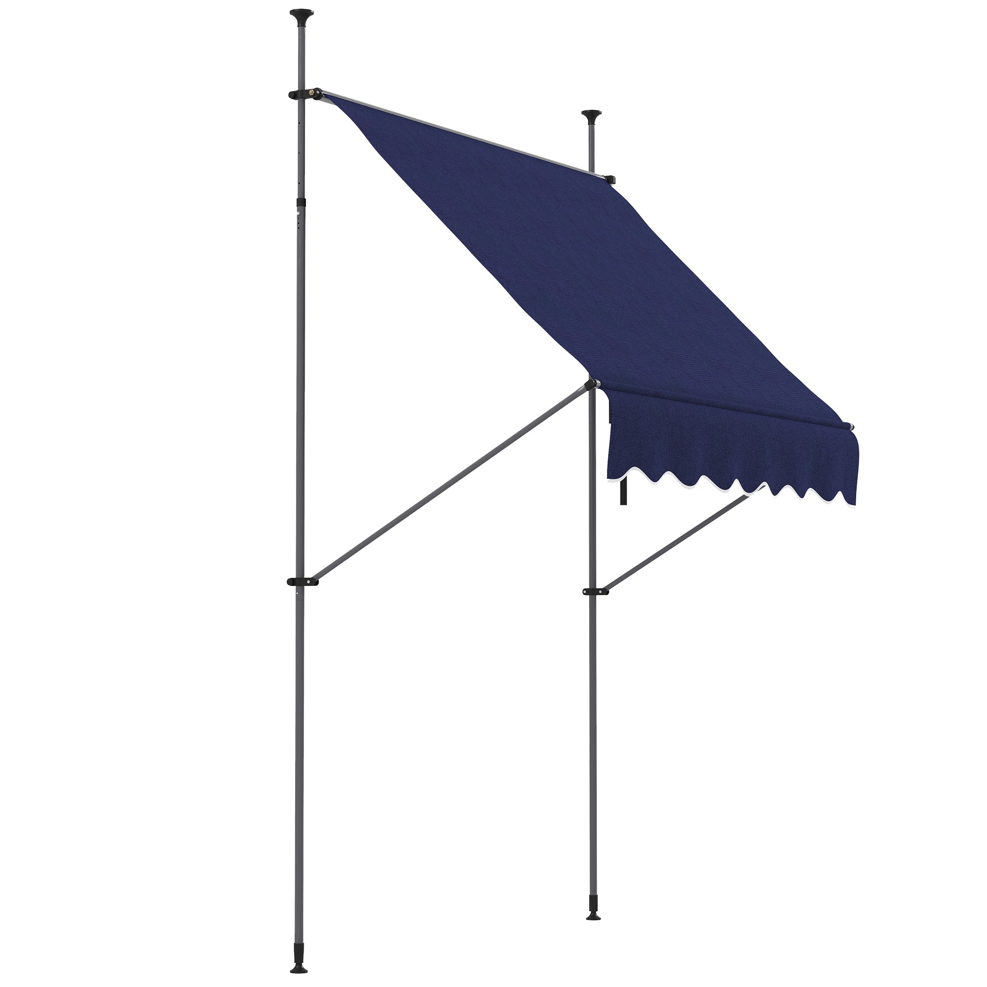 6.5' x 4' Manual Retractable Awning, Non-Screw Freestanding Patio Awning, UV Resistant, for Window or Door, Blue Patio Awnings Blue at Gallery Canada