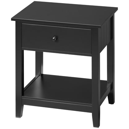 Modern Style Nightstand, Small End Table with Drawer and Storage Shelf for Bedroom, Living Room, Black Side Tables   at Gallery Canada