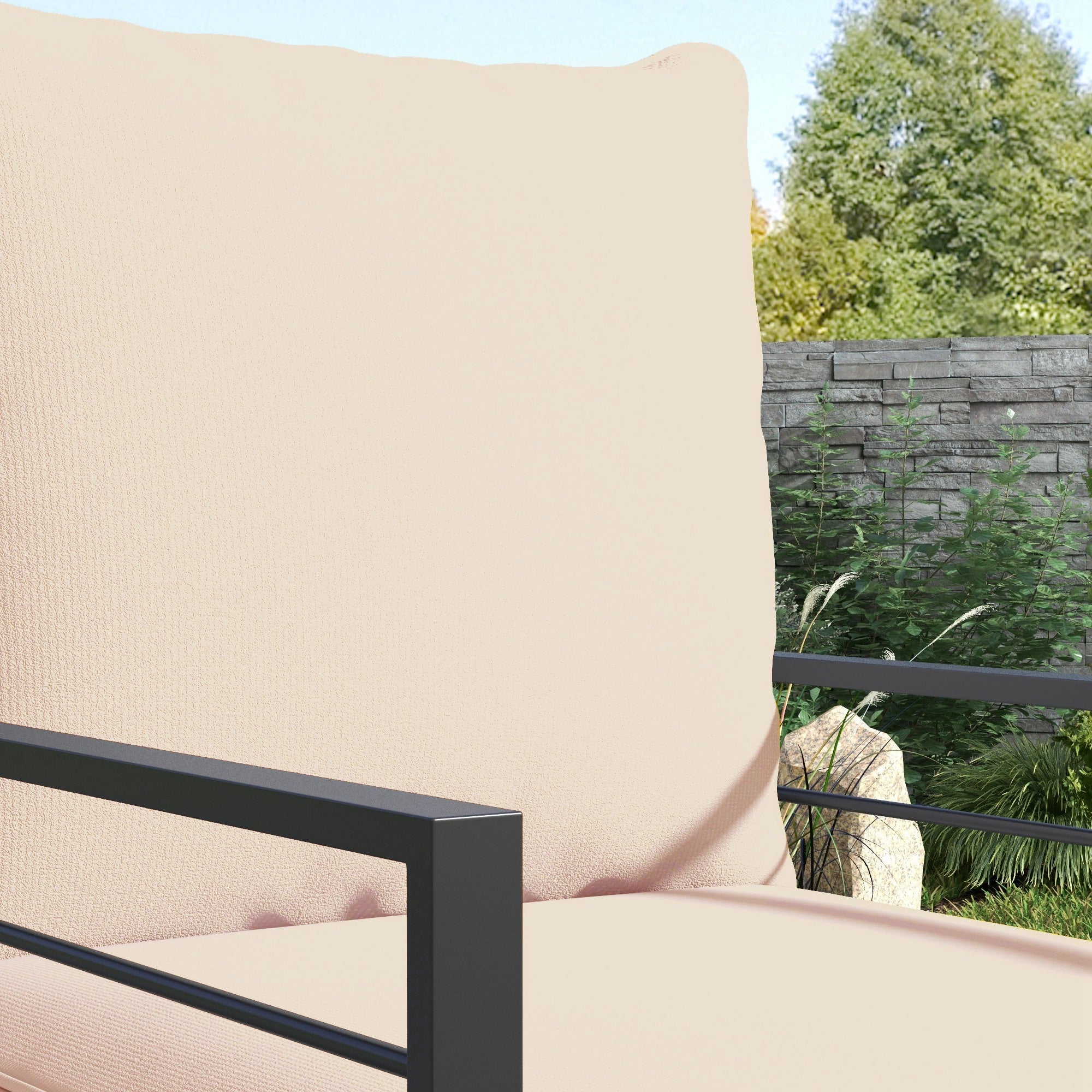 Patio Chair Cushions, Thick Deep Seat Outdoor Seat Cushion with Back Cushion, Beige Patio Chair Cushions at Gallery Canada