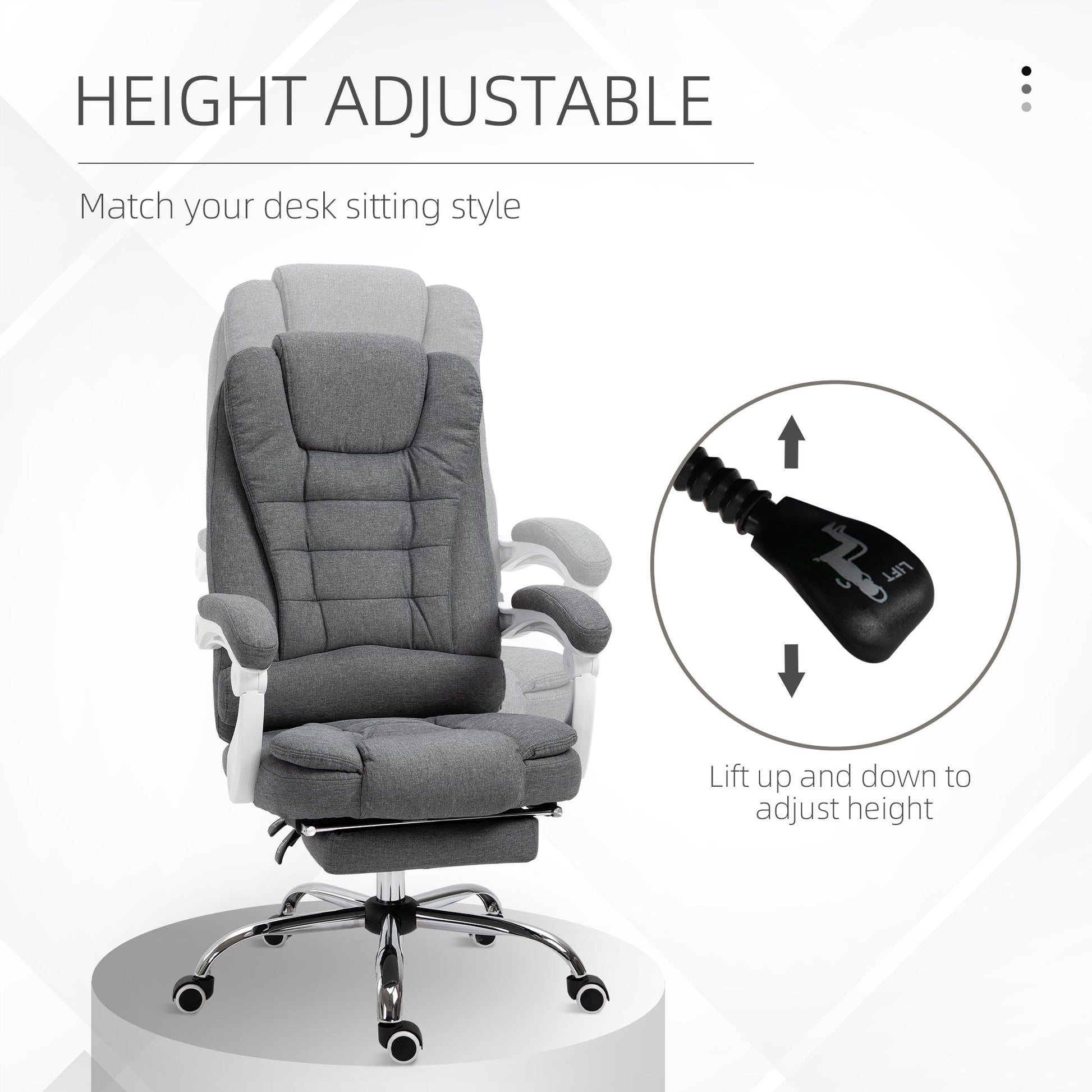 High Back Computer Chair with Retractable Footrest, Executive Office Chair with Adjustable Height, Dark Grey Executive & Manager Chairs   at Gallery Canada