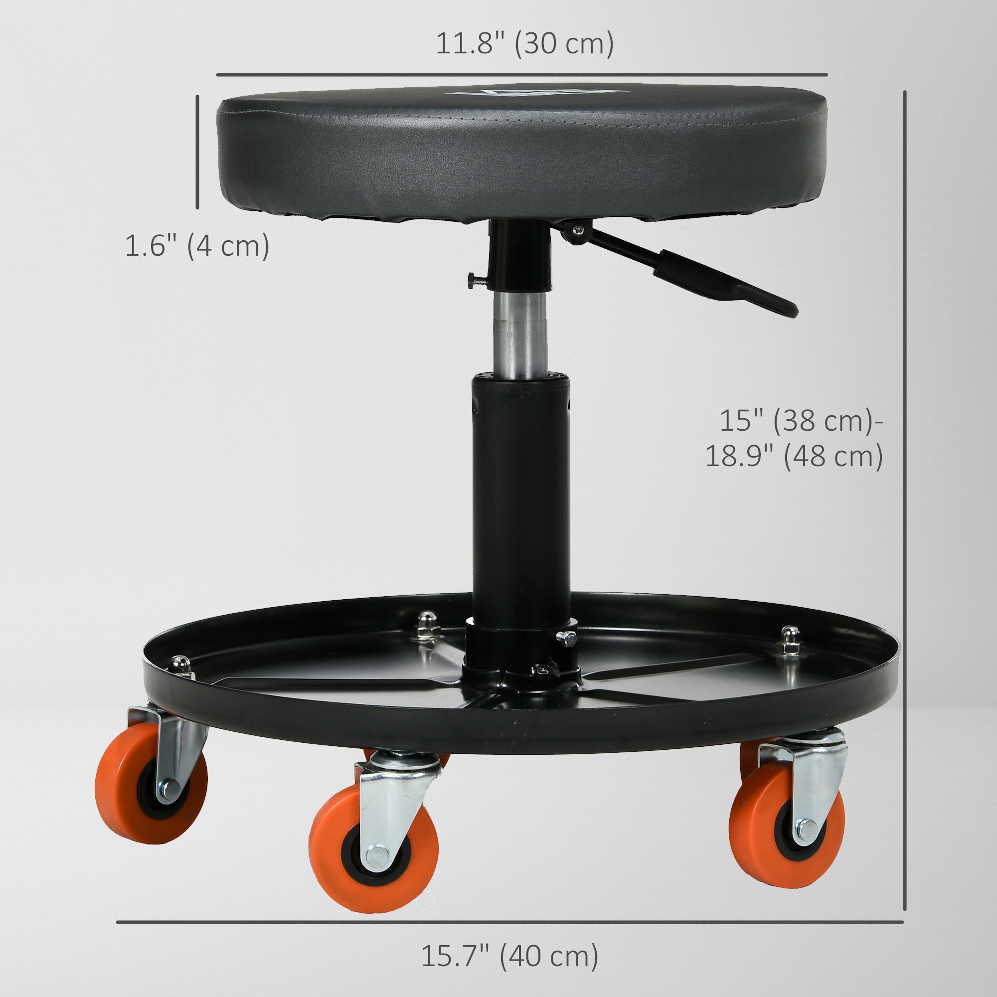 Shop Stool, Pneumatic Adjustable Mechanic Stool, with Tool Tray, Wheels - Black Automotive at Gallery Canada