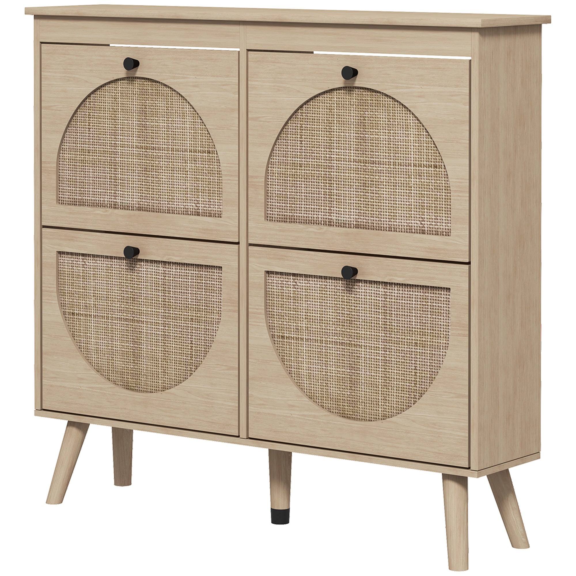 Shoe Cabinet for entryway, Shoe Storage Cabinet with 4 Flip Drawers and Adjustable Shelves for 20 Pairs of Shoes, Oak Shoe Storage Cabinets & Racks Oak at Gallery Canada