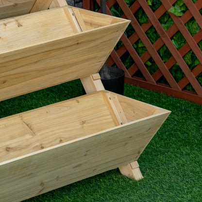 Freestanding Raised Garden Bed with 5 Planter Boxes and Hooks, Light Brown Elevated Garden Beds   at Gallery Canada