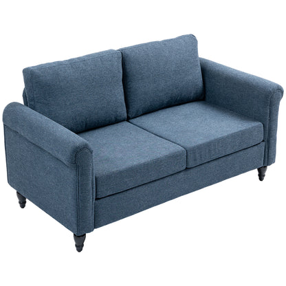 Vintage Loveseat, Upholstered Love Seat Furniture, Fabric 2 Seater Sofa with Rolled Arms, Rubber Wood Legs, Dark Blue 2-Seater Sofas at Gallery Canada