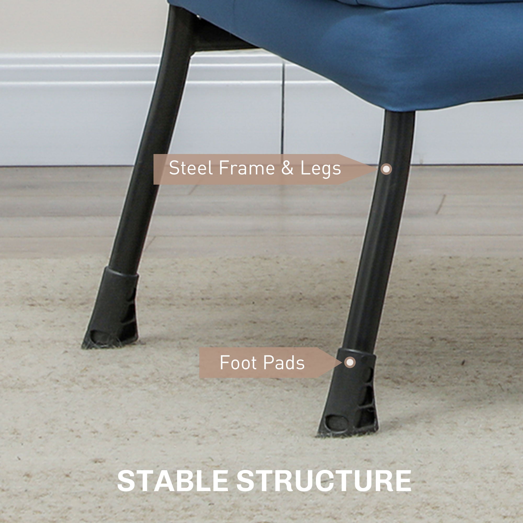 Modern Accent Chair, Armchair with Side Pockets and Solid Steel Legs, Comfy Reading Chair for Living Room, Bedroom, Blue Accent Chairs at Gallery Canada
