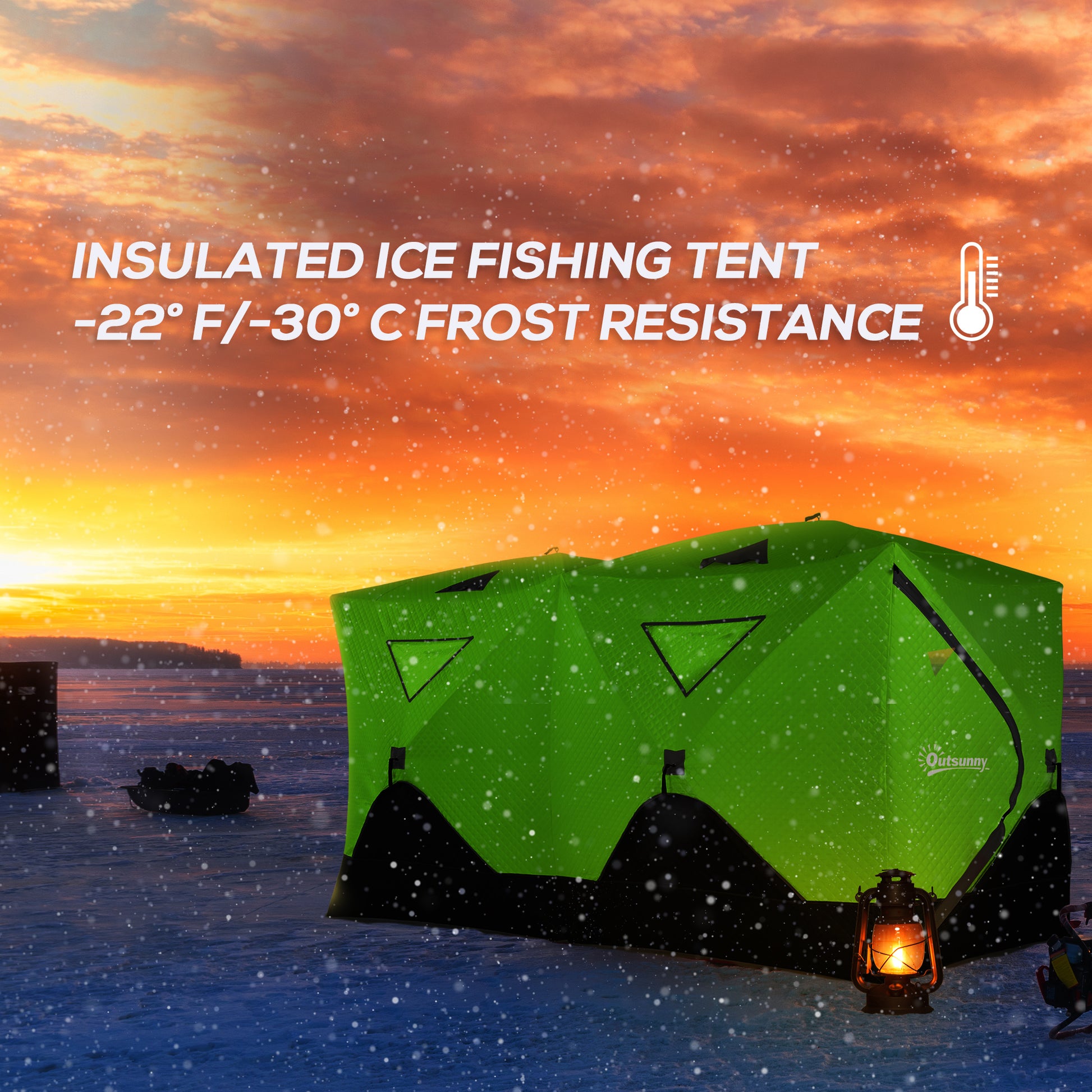 8-Person Insulated Ice Fishing Tent Shelter with Ventilation Windows and Carry Bag, for -22℉, Green Ice Fishing Tents   at Gallery Canada