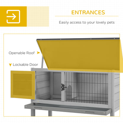 Wooden Rabbit Hutch with Openable Asphalt Roof, Tray, Grey Rabbit Hutch at Gallery Canada