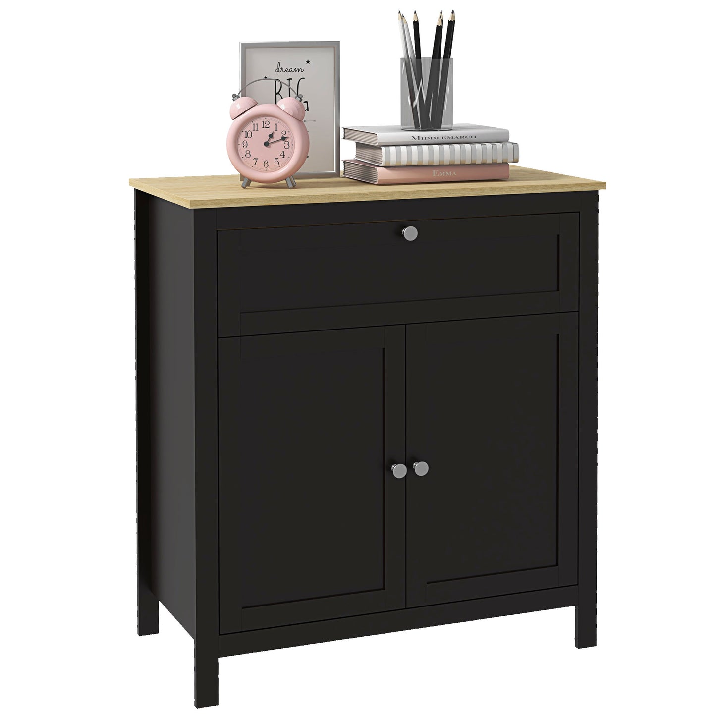 Sideboard Cabinet, Buffet Table with Drawer, Double Door Cupboard and Adjustable Shelf for Living Room, Entryway, Black Bar Cabinets   at Gallery Canada