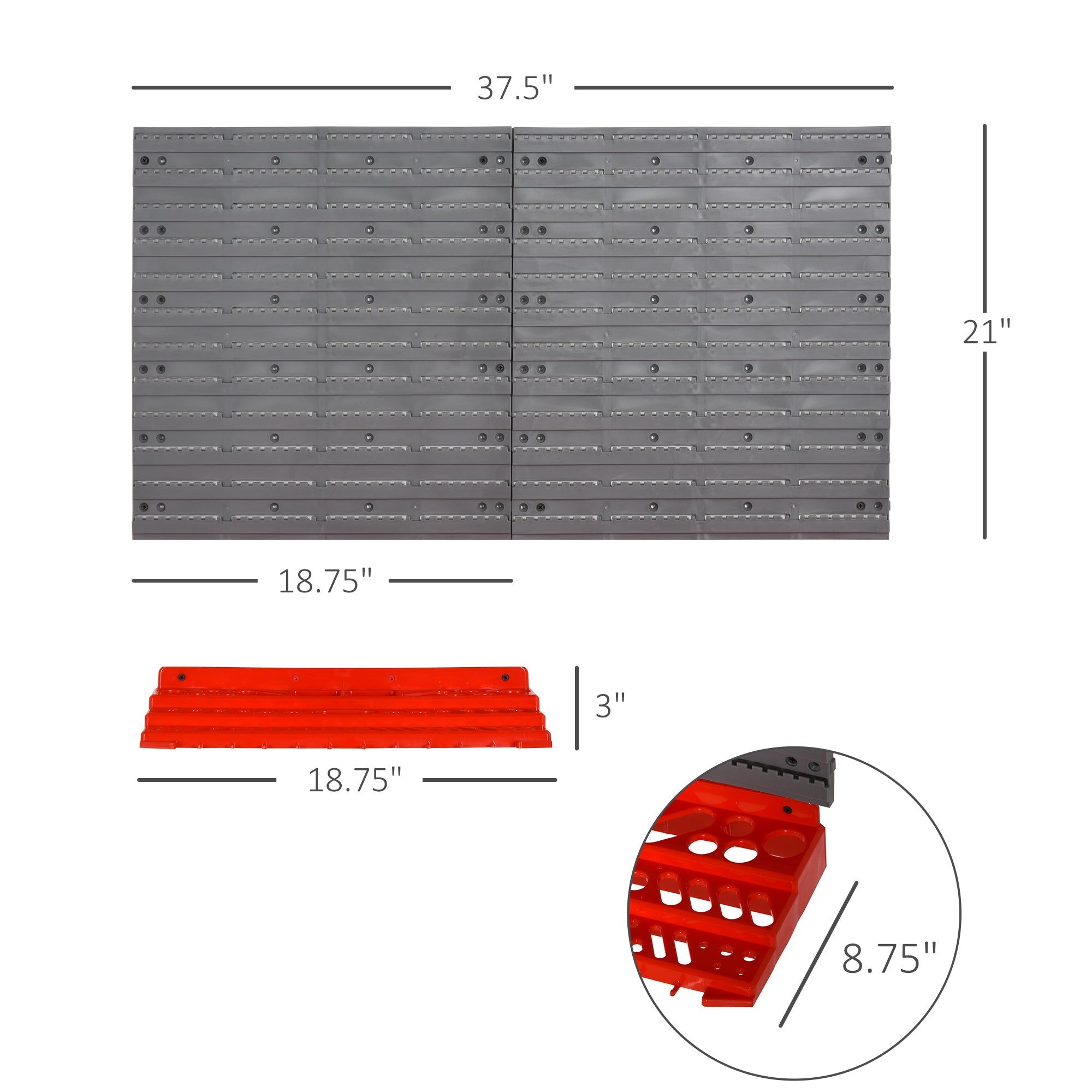 54 Piece Pegboard and Shelf Tool Organizer Wall Mounted DIY Garage Storage with 50 Hooks, Red Tool Organizers   at Gallery Canada