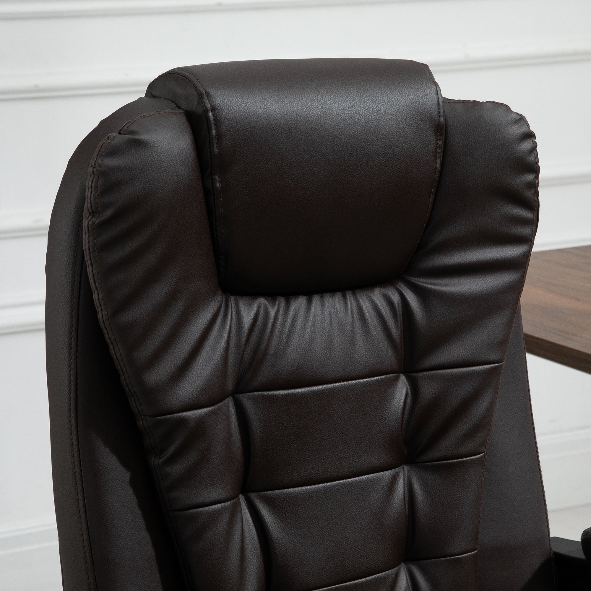 7-Point Vibrating Massage Chair, Reclining Office Chair with Footrest, Reclining Back, Adjustable Height, Brown Massage Chairs at Gallery Canada