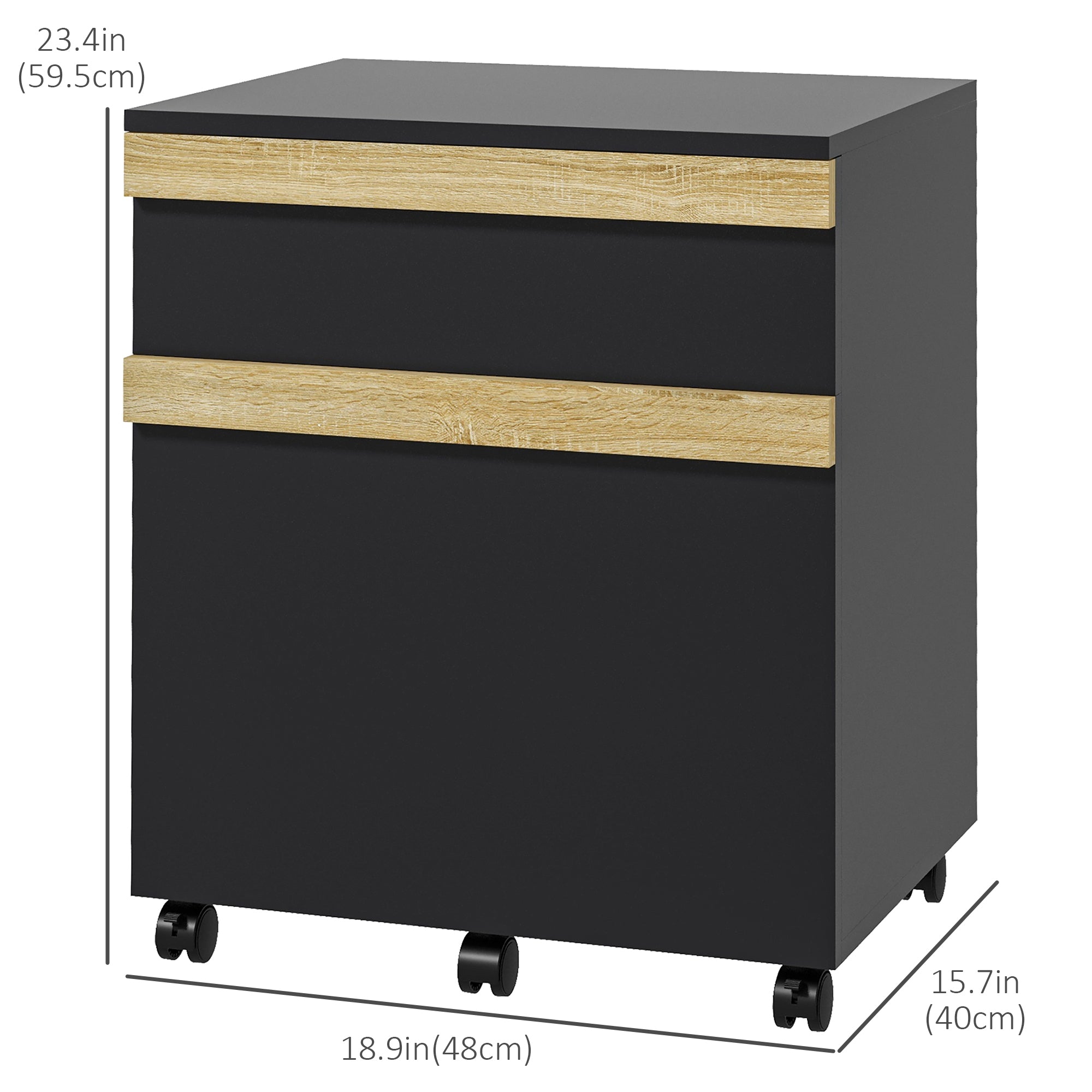 Mobile Filing Cabinet, Office Storage Printer Stand with 5 Wheels and 2 Drawers Office Cabinets & Cupboards at Gallery Canada
