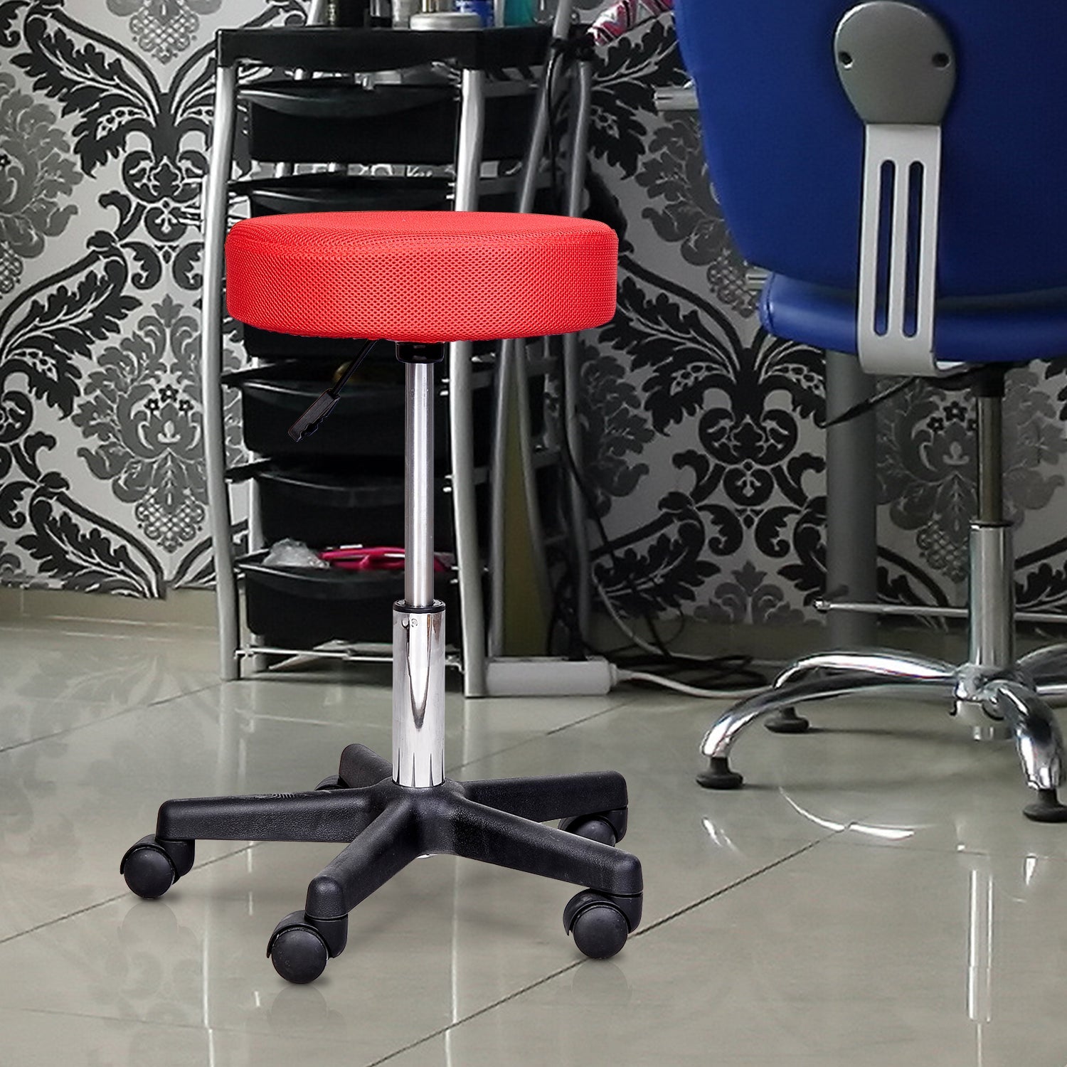 Adjustable Hydraulic Swivel Massage Salon Stool Facial Spa Tattoo Saddle Chair with 3 Changeable Seat Covers, Red/White/Black Salon Stools   at Gallery Canada