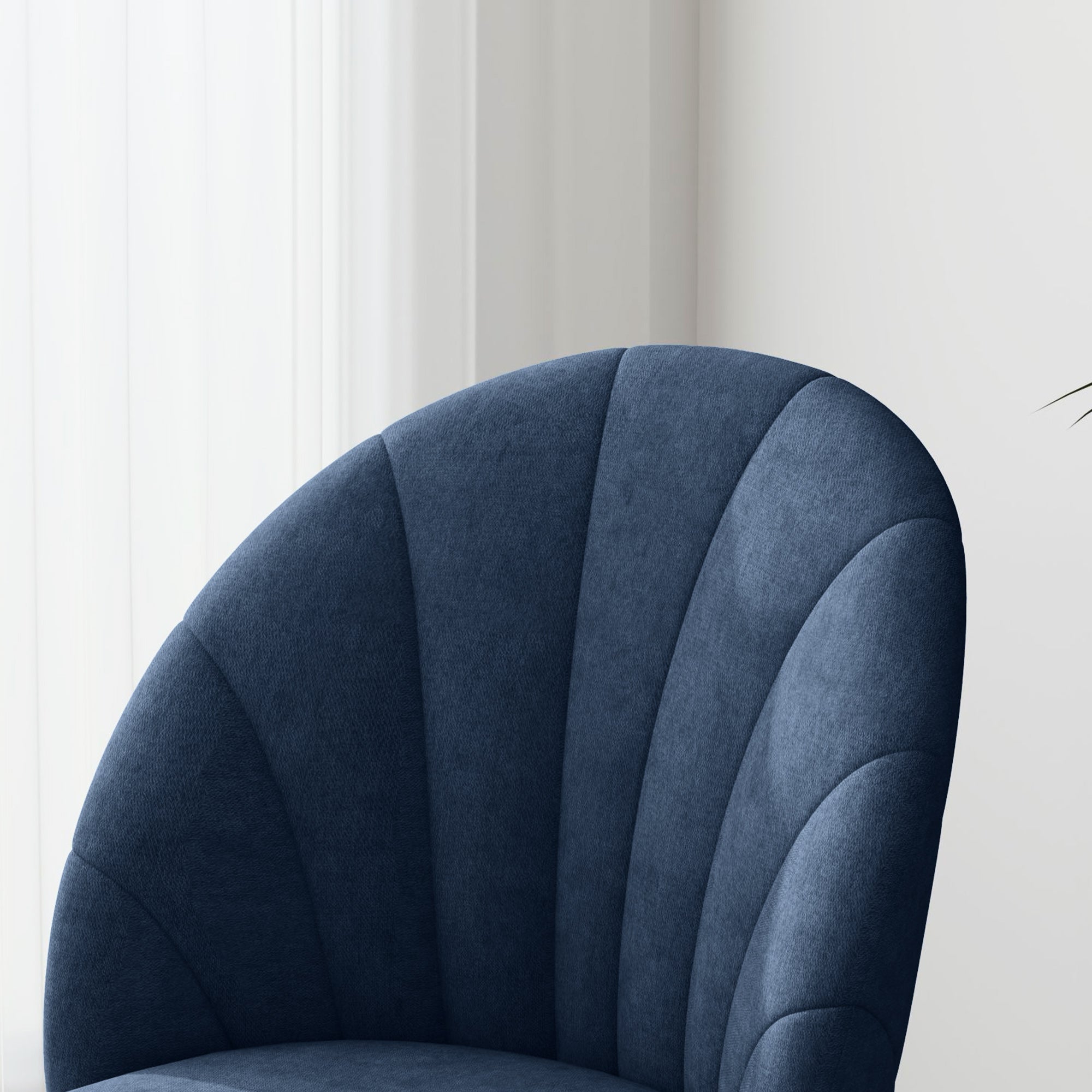 Modern Dining Chairs Set of 4, Upholstered Dining Room Chairs with Metal Legs, Shell Backrest, Padded Seat, Blue Dining Chairs at Gallery Canada