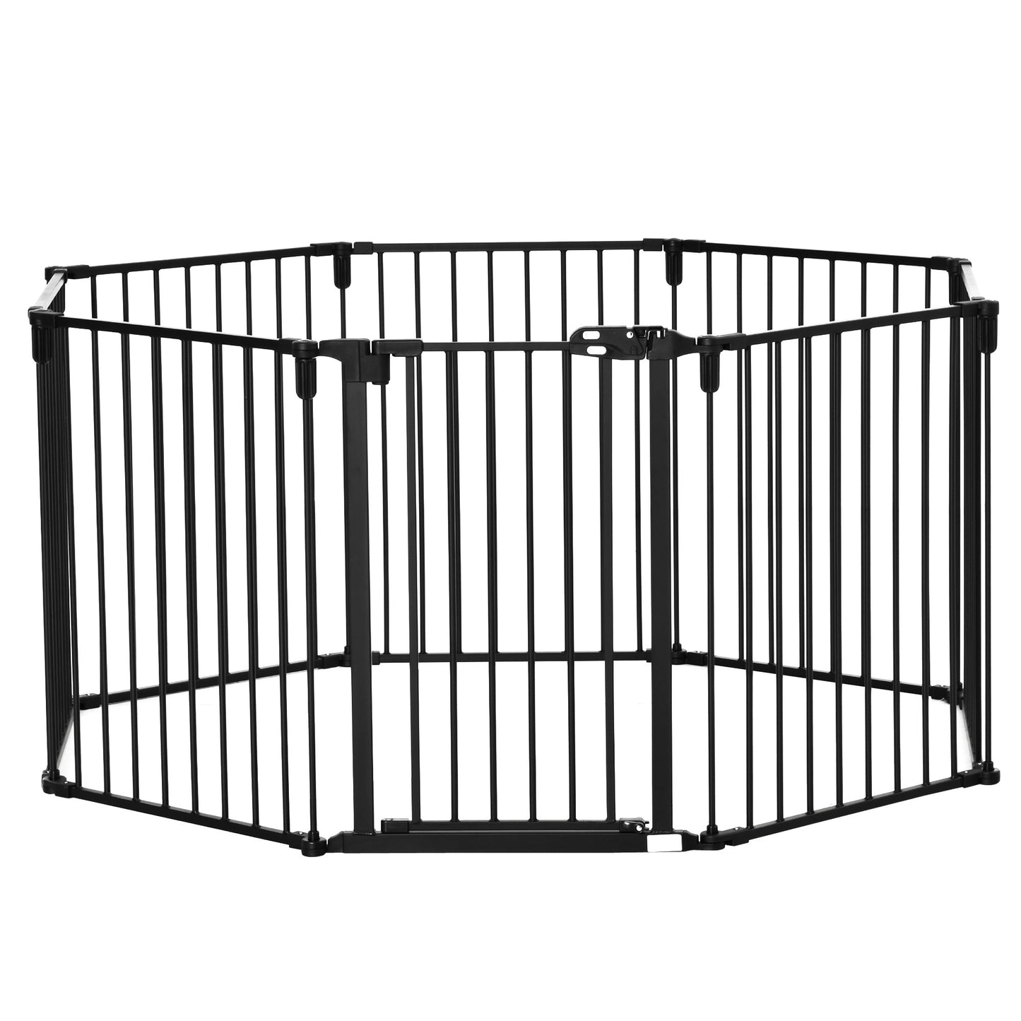 Dog Safety Gate 8-Panel Playpen Fireplace Christmas Tree Steel Fence Stair Barrier Room Divider Black Houses, Kennels & Pens Black  at Gallery Canada