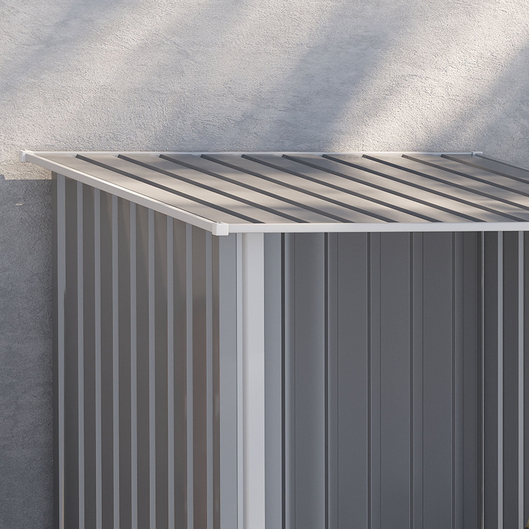 3.3' x 3.4' Lean-to Garden Storage Shed, Outdoor Galvanized Steel Tool House with Lockable Door for Patio Grey Sheds at Gallery Canada