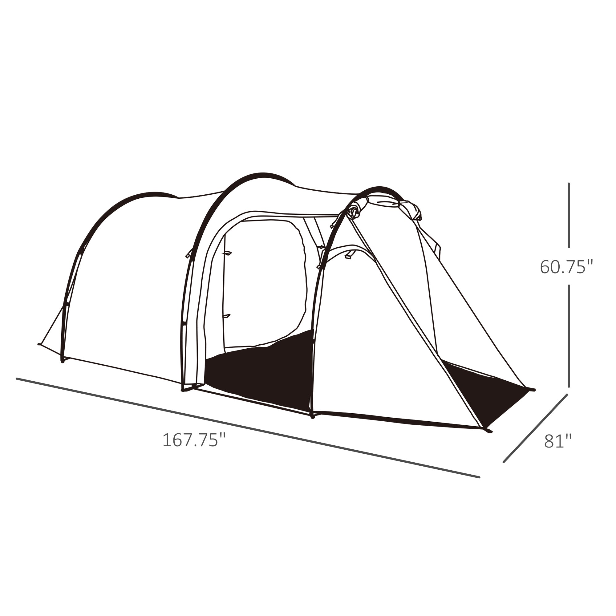 Pop Up Camping Tent with Vestibule Waterproof Tent for 2-3 Person, Dark Green Camping Tents   at Gallery Canada