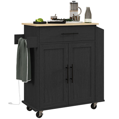 Rolling Island with Wheels for Kitchen, Kitchen Island on Rollers with Power Outlets, Drawer and Doors Kitchen Islands & Kitchen Carts   at Gallery Canada